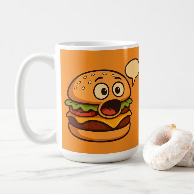 " Süßes sprechendes Hamburger-Design Kaffeetasse (Mit Donut)