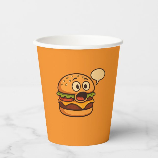 " Süßes sprechendes Hamburger-Design Pappbecher (Vorderseite)