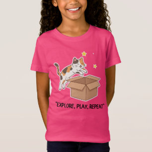 Süßes Springendes Katzen Mädchen T-Shirt