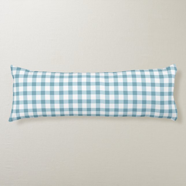 Süßes staubblaues Gingham-Muster Seitenschläferkissen (Vorderseite)