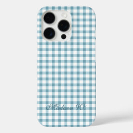 Süßes staubiges blaues Gingham-Muster iPhone 16 Pro Hülle