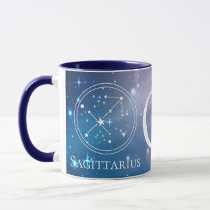 Süßes Sternzeichen SCHÜTZE Lila Blau Monogramm Tasse