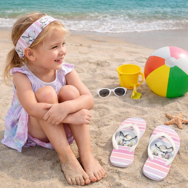 Süßes Stingray-Unterwasser-Stranddesign für Kinder Kinderbadesandalen (Von Creator hochgeladen)