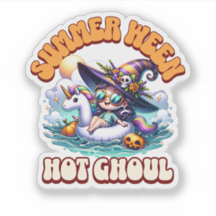 Süßes Summerween-Hexen-Einhorn-Pool- Schwimmkörper Aufkleber