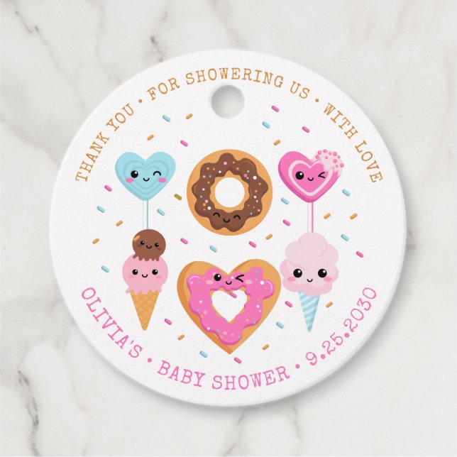Süßes Süßes Land Sprinkles Donut Babydusche Geschenkanhänger (Vorderseite)