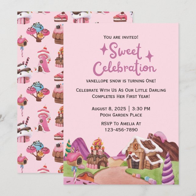 Süßes Süßes Landthema Geburtstagsparty Einladung (Vorne/Hinten)