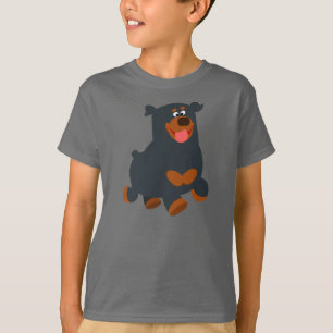 Süßes T-Shirt mit Cartoon-Rottweiler beim Herumtol
