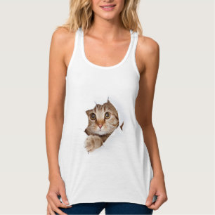 Süßes T-Shirt mit spähender Katze Tank Top