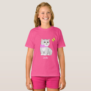 Süßes Tabby-Kätzchen und kleiner Vogel T-Shirt