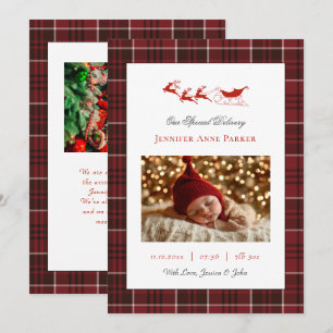 Süßes Tartan-Baby-Foto Weihnachten Geburt Ankündigung