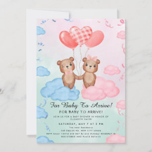Süßes Teddybär-Ballon-Thema Einladung