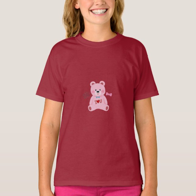 Süßes Teddybär „Ich liebe dich“ Kinder T-Shirt  (Vorderseite)