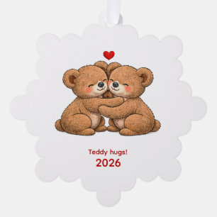 Süßes Teddybär-Paar in Liebe  Ornament Karte