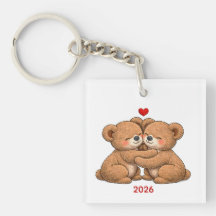Süßes Teddybär-Paar in Liebe – Stickerei-Stil