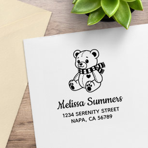Süßes Teddybär-Spielzeug mit Schal Adresse Gummistempel