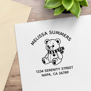 Süßes Teddybär-Spielzeug mit Schals Adresse Gummistempel