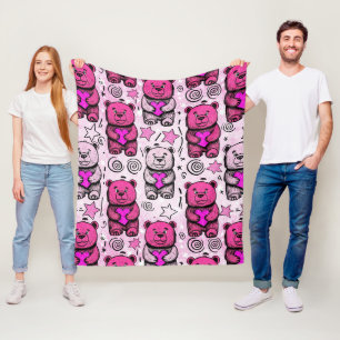 Süßes Teddybär-Valentinstagsmuster Fleecedecke