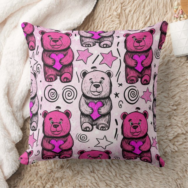 Süßes Teddybär-Valentinstagsmuster Kissen (Decke)