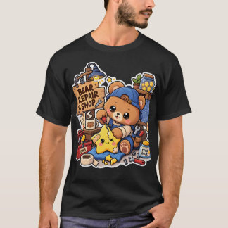 Süßes Teddybär-Vintage-Collage-T-Shirt T-Shirt