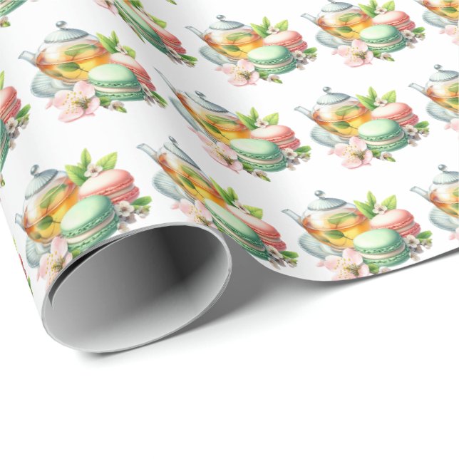 Süßes Teeparty-Fliesenmuster  Geschenkpapier (Rolleneckpunkt)