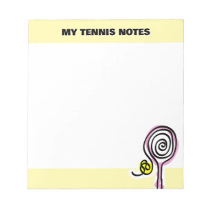 Süßes Tennis-Notizbuch mit skurrilem Schläger-Zeic Notizblock