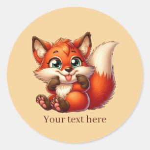 Süßes Tier Liebe Fuchs anpassbar Runder Aufkleber