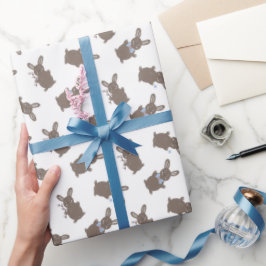 Süßes Tier Osterhase mit Blumen Baby Junge Geschenkpapier