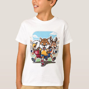 Süßes Tier Sportteam Maskottchen Cartoon-Design T-Shirt