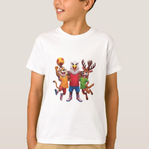 Süßes Tier Sportteam Maskottchen Cartoon-Design T-Shirt