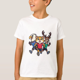 Süßes Tier Sportteam Maskottchen Cartoon-Design T-Shirt