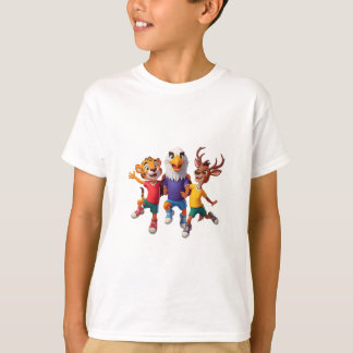 Süßes Tier Sportteam Maskottchen Cartoon-Design T-Shirt