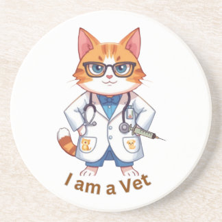 Süßes Tierarztkatze "Ich bin ein Tierarzt" Design Getränkeuntersetzer