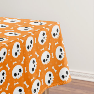 Süßes Totenkopf- und Knochen-Halloween-Muster Tischdecke