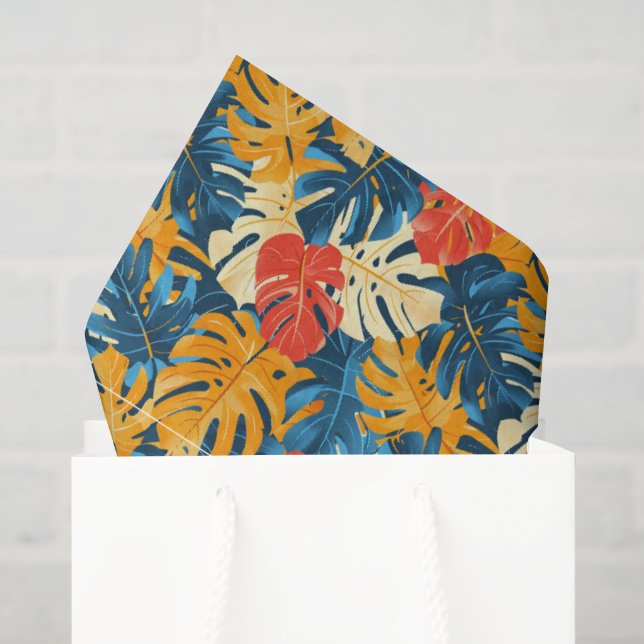 Süßes tropisches Blatt-Strandmuster  Seidenpapier (Geschenktüte)