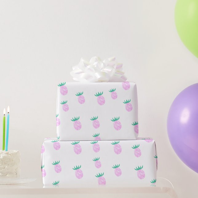 Süßes tropisches rosa Ananas-Muster Geschenkpapier (Partygeschenke)