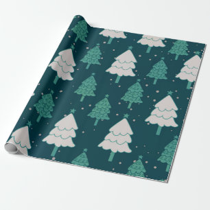 Süßes Türkis Blau Grün Weihnachtsbaum Muster Geschenkpapier