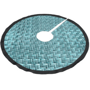 Süßes Türkis-Blaues Faux-Rattan-Webmuster Polyester Weihnachtsbaumdecke