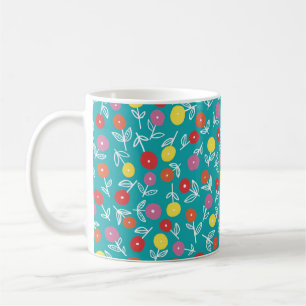 Süßes türkis-blumiges Muster Kaffeetasse