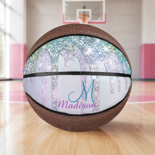 Süßes Türkis Einhorn Regenbogen Glitter Tropfen Mini Basketball