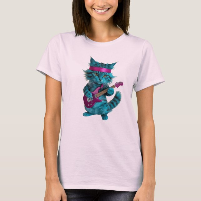 Süßes Türkis Katzen T-Shirt (Vorderseite)