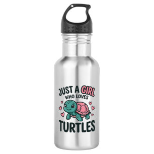 Süßes Turtle-Liebhaber-Mädchen Vintage-Gravur-Shir Edelstahlflasche