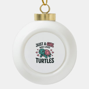 Süßes Turtle-Liebhaber-Mädchen Vintage-Gravur-Shir Keramik Kugel-Ornament