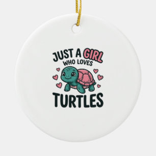 Süßes Turtle-Liebhaber-Mädchen Vintage-Gravur-Shir Keramik Ornament