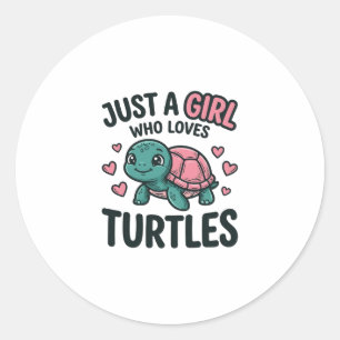 Süßes Turtle-Liebhaber-Mädchen Vintage-Gravur-Shir Runder Aufkleber