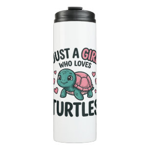 Süßes Turtle-Liebhaber-Mädchen Vintage-Gravur-Shir Thermosbecher