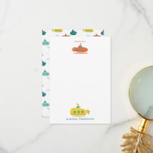 Süßes U-Boot Meerestiere Tiefsee Fisch Kinder Dankeskarte