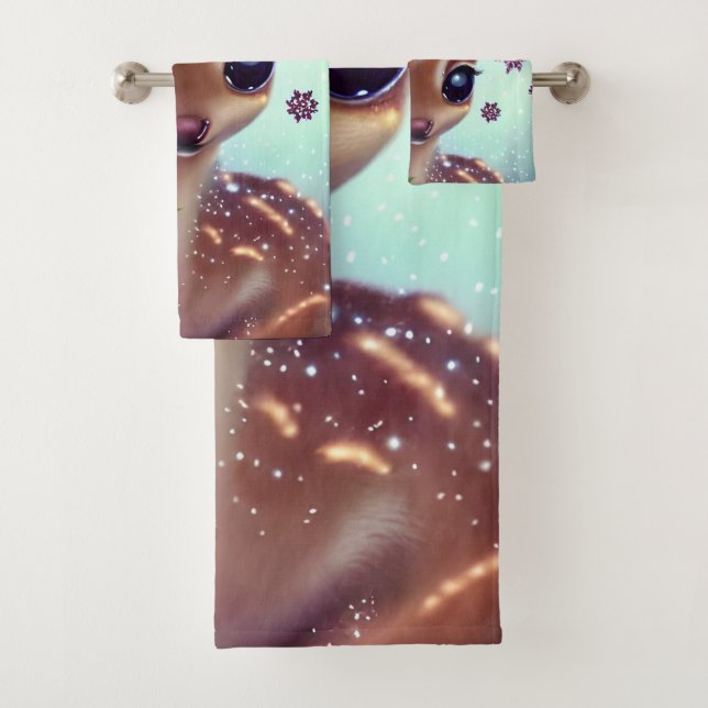 Süßes und Adorable Baby Deer Badhandtuch Set (Insitu)