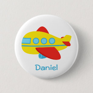 Süßes und buntes Passagierflugzeug Button