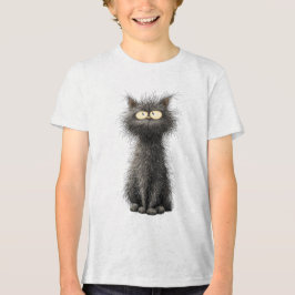 Süßes und eigenartiges flauschiges schwarzes Katze Tri-Blend Shirt