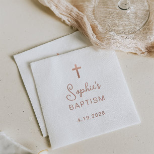 Süßes und Einfaches   Rose Gold Cross Taufen Serviette